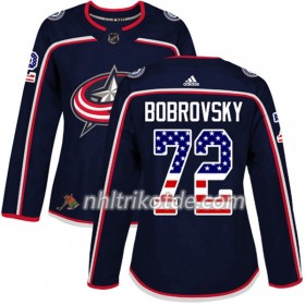 Columbus Blue Jackets Trikot Sergei Bobrovsky 72 Adidas 2017-2018 Marineblau USA Flag Fashion Authentic - Dame
